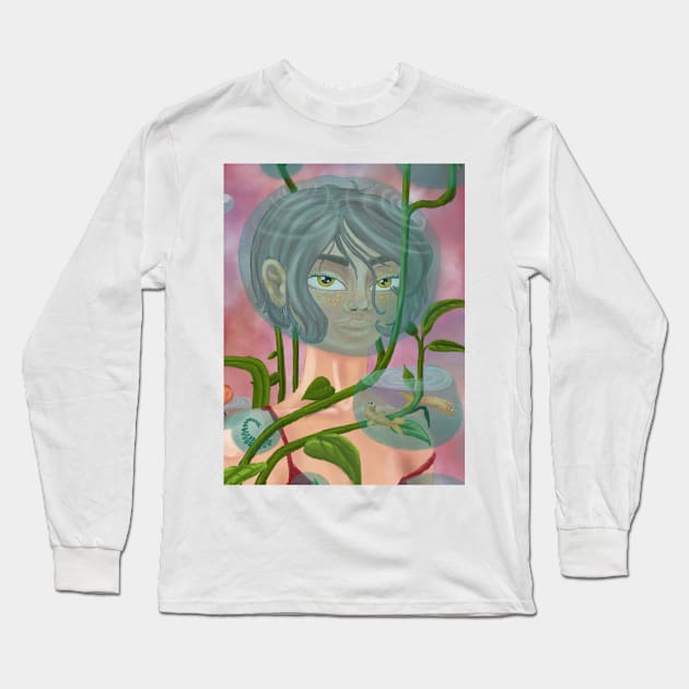 Pretty girl in water bubble Long Sleeve T-Shirt by Ethereal Designs